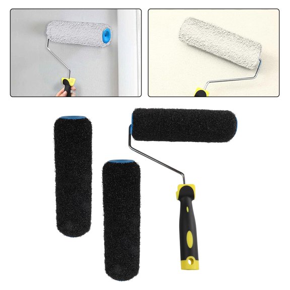 9-Inch Drywall Roller Set With 3 Texture Brushes And Frame, Galvanized Steel Handle For Painting Walls And Ceilings, Drywall Compound Tool For Textured Paints And Epoxies