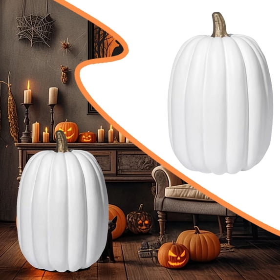 9 Inch Faux Pumpkin for Outdoor Porch Fall Thanksgiving Halloween Seasonal Holiday Decoration Tabletop Centerpiece