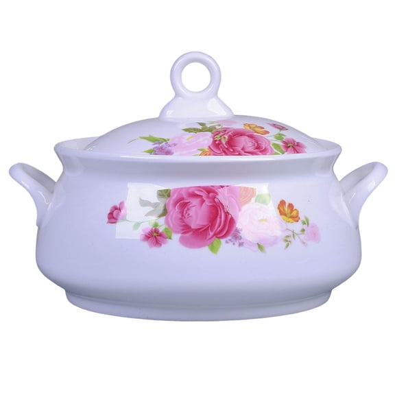 9 Inch, Fine Bone China Buffet Soup Tureen, Kitchen Stockpot for Cooking and Serving, Porcelain Bowl with Lid, Microwave