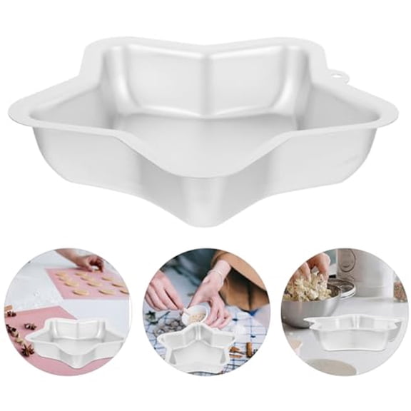 9 Inch Five Pointed Star Cake Pan, Aluminum Nonstick Baking Mold for Birthday Anniversary Wedding Party, Reusable Cake Tin,Silver - 23.4x24x5cm
