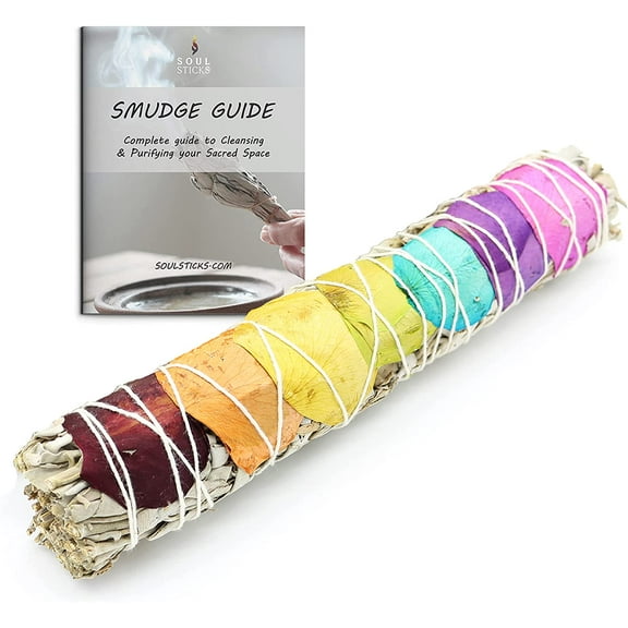 9 Inch Floral White Sage Smudge Stick for Home Cleansing & Negative Energy Clearing | Large Smudging Wands for Good Vibes