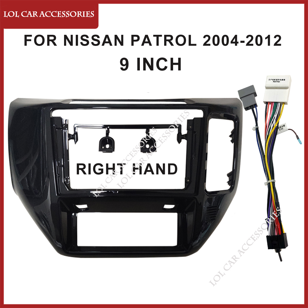 Cadre De Montage Autoradio 9 Pouces Pour Nissan Patrol Y61 2004-2012 - Finition Acajou Ou Noir, Pour Volant à Gauche Ou Droite