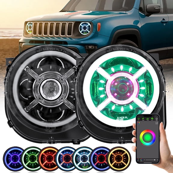 9” Inch Front LED Headlight For Jeep Renegade 2015 2016 2017 2018 2019 2020 2021