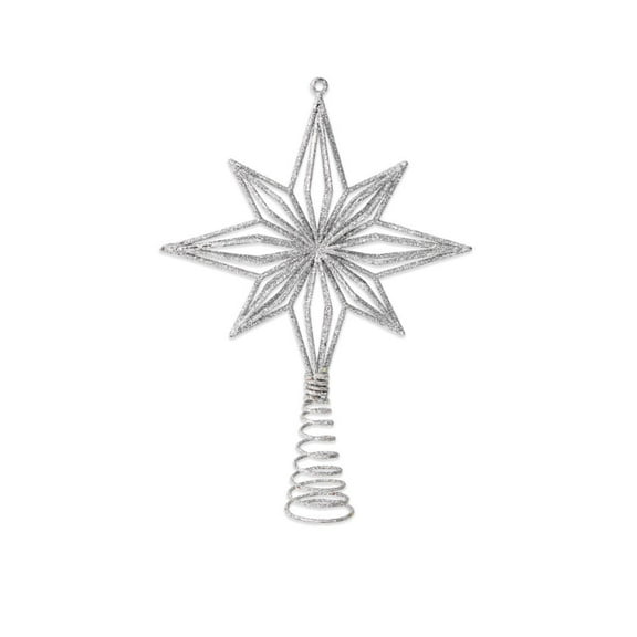 9 Inch Glitter White Star Christmas Tree Topper | Tree Toppers | Christmas Star Tree Topper | Rustic Tree Toppers Christmas Decorations | Christmas Tree Topper for 3-6 ft Trees