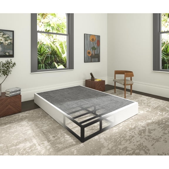 9 Inch Heavy Duty Metal Box Spring Queen Size, Low Profile Queen Mattress Foundation Bed Base, 3000 lbs Weight Capacity, Easy Assembly, Easy Clean Fabric Cover, Black