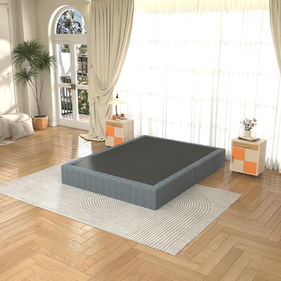 9-Inch High Profile King Box Spring, Heavy Duty Metal Mattress Foundation with Upholstered Fabric Cover