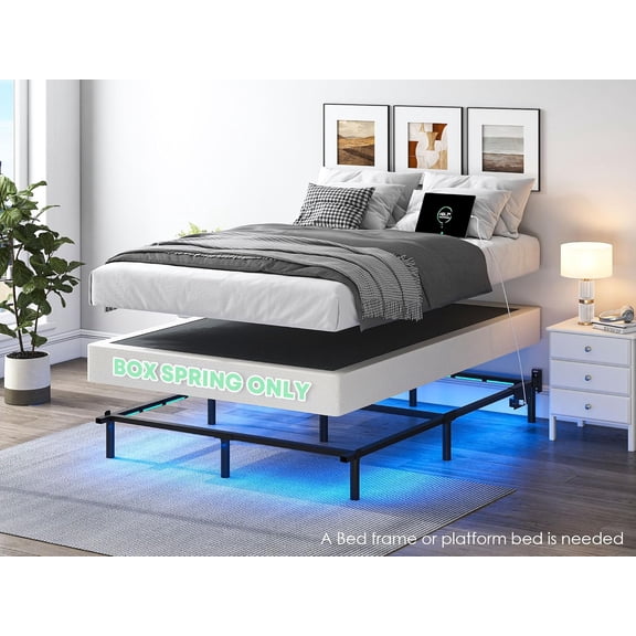 9 Inch High Queen Box Spring with Sturdy Metal Frame, Noise-Free Mattress Foundation for Easy Assembly