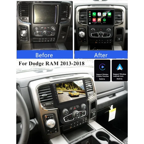 9 Inch IPS Touchscreen Android 13 Car Stereo for Dodge RAM 1500 2500 3500 2013-2018 with Wireless CarPlay & Android Auto 2+32GB Car Radio, Support WiFi, Bluetooth 5.4, FM, Backup Camera