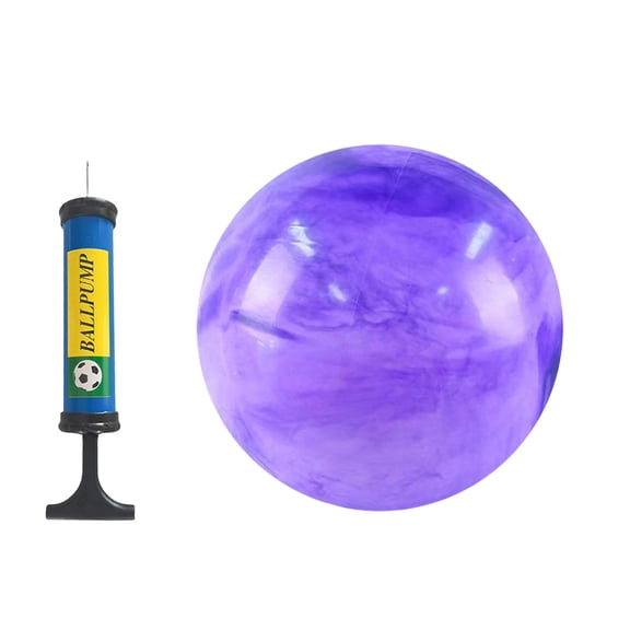 9-Inch Inflatable Beach Ball with Hand Pump, Marble-Pattern PVC Pool and Outdoor Recreation Ball for Summer Parties, Beach Games and Backyard Activities, Purple