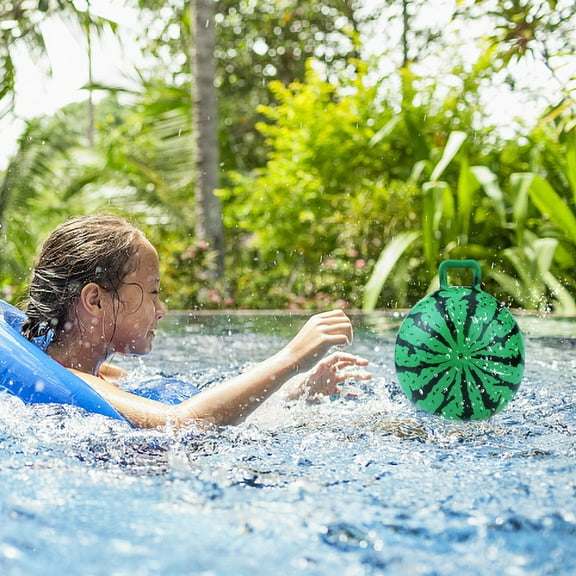 HOARBOEG 9 Inch Inflatable Watermelon Float Ball With Handle For Swimming Pool Game