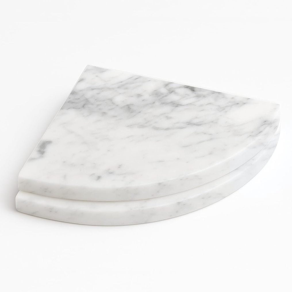 Carrara Marble Polished Bathroom Corner Shelf - Shower Soap Holder Or Bathtub Shelf
