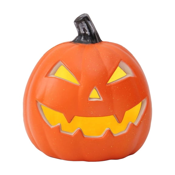 9 Inch Jack O Lantern Pumpkin Lights for Halloween Decorations, Glowing Electronic Tabletop Lamp Ornament, Spooky Home Room Front Porch Display,Saffron