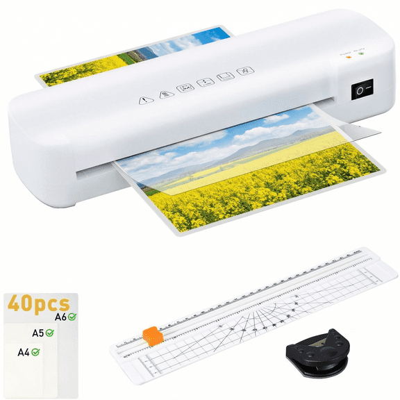 Naipo 9 Inch Laminator 4 in 1Thermal Laminator Machine Never Jam Laminator Machine with 40 Laminating Sheets A4 A5 A6 Use for Home Office or School Business White
