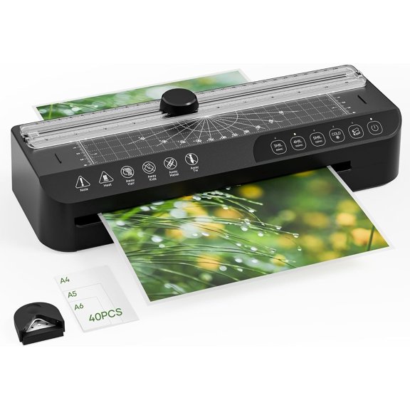9-Inch Laminator Machine,A4 Cold & Thermal Laminator Machine,85-Second Quick Heat-Up,Thermal Lamination ABS Jam-Release,40 Pouches,Paper  & Corner Rounder -  for Teachers,  & Office