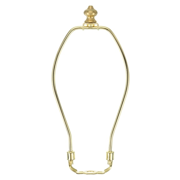9 Inch Lamp Harp Kit with 1 Inch Height Solid Brass Finial, 1 Set Heavy Duty Bracket with Standard Saddle & Finial Detachable Shade Holder for Table Floor Lamps, Gold