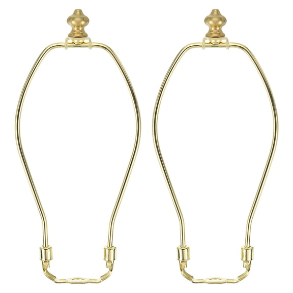 9 Inch Lamp Harp Kit with 1 Inch Height Solid Brass Finial, 2 Set Heavy Duty Bracket with Standard Saddle & Finial Detachable Shade Holder for Table Floor Lamps, Gold