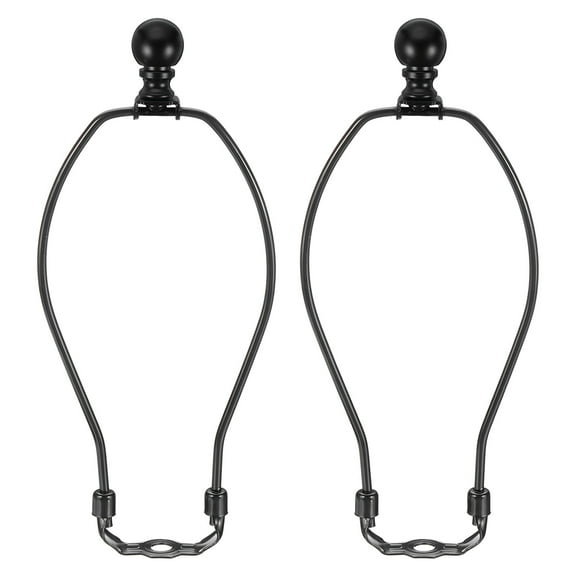9 Inch Lamp Harp Kit with Finial, 2 Set Detachable Shade Bracket Holder, DIY Lighting Accessories for Table Floor Lamps, Black