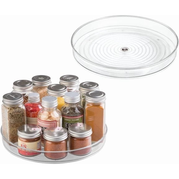 9-Inch Lazy Susan Organizer - Small Lazy Susan Turntable for Cabinet or Pantry, 2-Pack, Clear