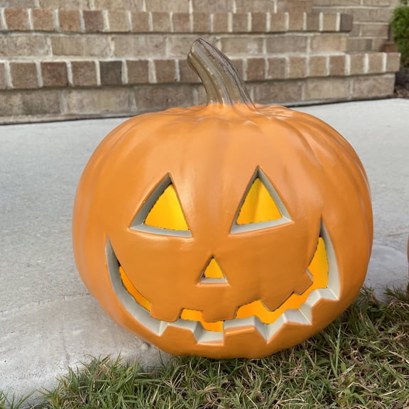 9 Inch Light Up Pumpkin Lantern - Indoor Outdoor Jack O Lantern for Halloween Party Home Dcor