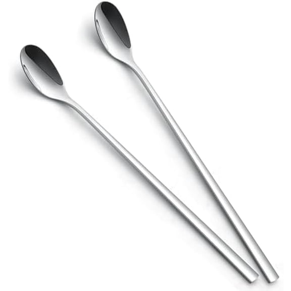 9-Inch Long Handle Spoon, Coffee Stirrers Ice Tea Spoon Premium 18/10 Stainless Steel Iced Teaspoon for Mothers Milks Tea,Set of 2