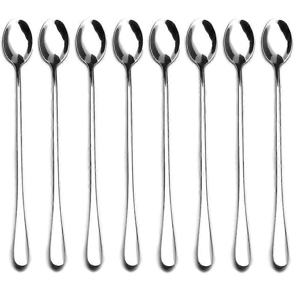 9-Inch Long Handle Stirring Spoon,Soup Spoon, Ice Tea Coffee Spoon, Stainless Steel Cocktail Mixing
