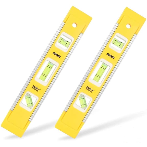 9 Inch Magnetic Box Style Torpedo Level (2-pack), 3 different bubble/45/90/180 measurement shock-resistant torpedo level