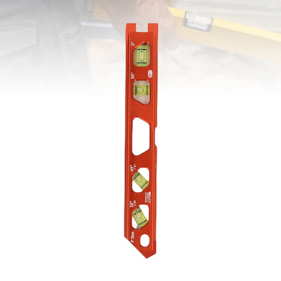 9 Inch Magnetic Bubble Level Ruler with V-Groove and Wing Screw, 4-Angle Level for Pipes, Cast Aluminum Measuring Tool
