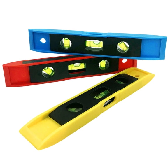9 Inch Magnetic Torpedo Level with 45°/90°/180° Bubble Vials Shock-Resistant Plastic Spirit Level for DIY Construction Carpentry Home Improvement（1PC Random color)