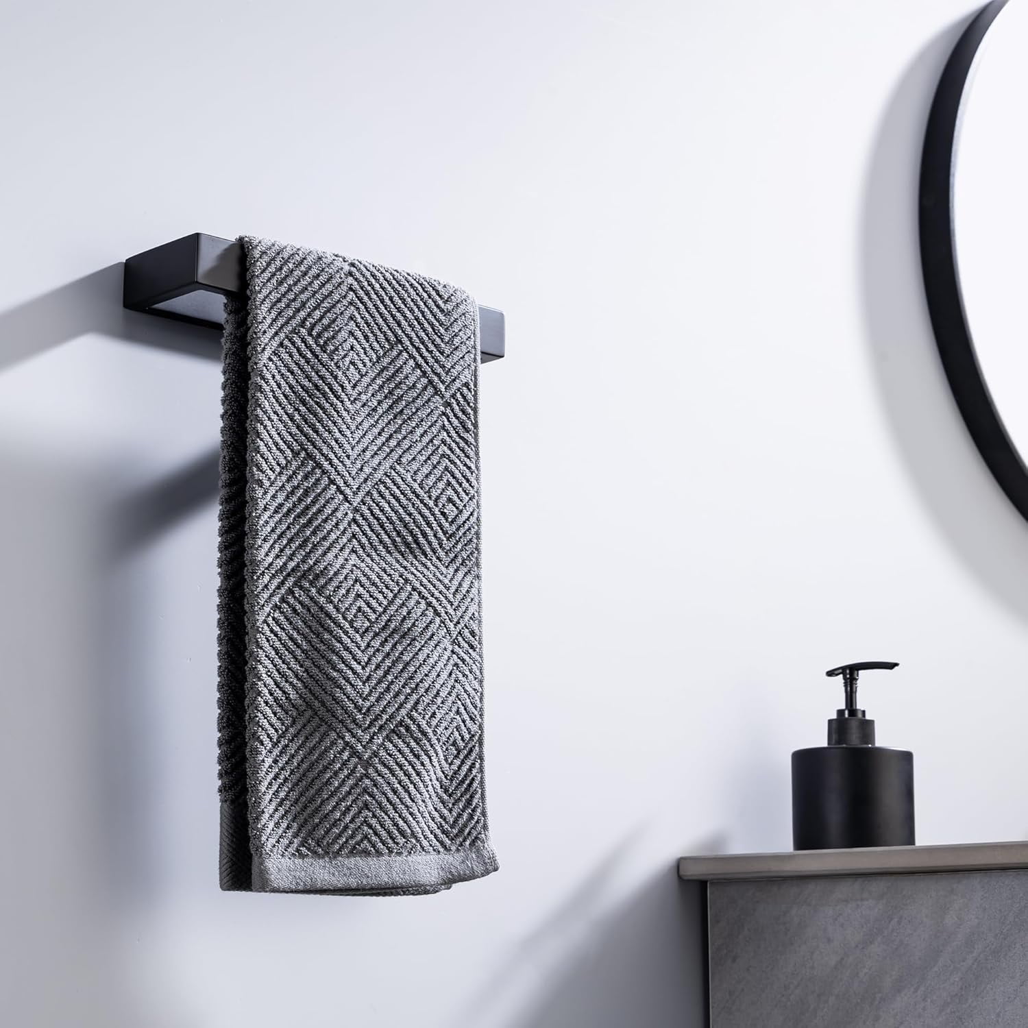9 Inch Matte Black Towel Bar, Stainless Steel Wall Mount Hand Towel ...