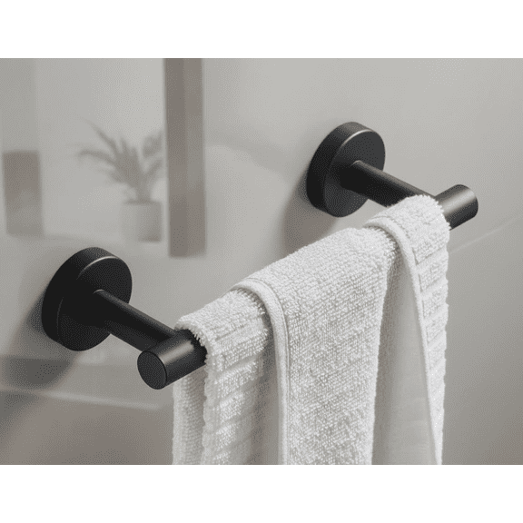 9-Inch Matte Black Wall Mounted Towel Bar, SUS304 Stainless Steel Bathroom Towel Holder Rack for Hardware Set and Accessories