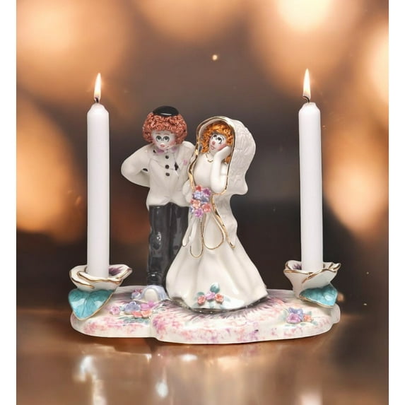 9 Inch Mazeli Tov Center Piece Red Hair Couple Taper Candle Holder