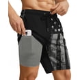 thumbnail image 1 of 9 Inch Men Swim Trunks 2 in 1 with Compression Breathable Liner Quick Dry Stretch Zipper Pockets Summer Beach Shorts for Cruise Beach Pool Board, 1 of 6