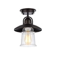 thumbnail image 1 of 9 Inch Metal Support Ceiling Fixture with Glass Shade, Bronze, 1 of 2