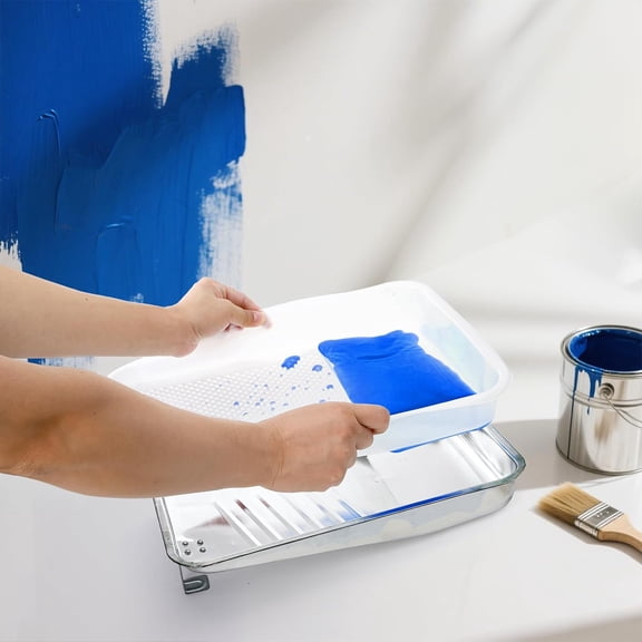 9 Inch Paint Tray and Liners Set, 20 Pcs Plastic Paint Tray Liners and 1 Pc Metal Paint Roller Tray, Easy to Clean Paint Pan with Disposable Paint Pan Liners for for DIY Home Wall Painting