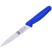 9 Inch Paring Knife, Serrated Edge, High Carbon German Stainless Steel razor Sharp Blade, Blue Handle, By ICEL.