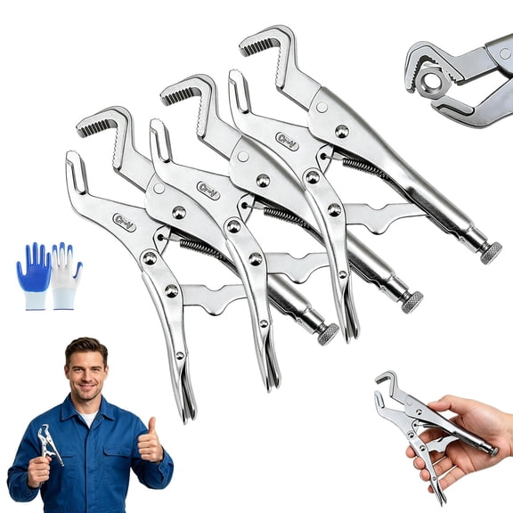 9 Inch Parrot Nose Locking Pliers, Adjustable Parrot Jaw Clamp Tool with Curved Jaw and Wire Cutter for Pipe Repair, Welding, Automotive Maintenance, Sway Bar Link Removal, Workshop Use