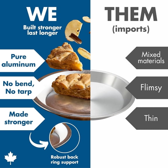 9 Inch Pie Pan 6 Pack Deep Round Aluminum Baking Pans for Oven Rust-Free Made in Canada