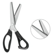 9 Inch Pinking Shears for Fabric, Scalloped Zig Zag Scissors, Ergonomic Grips, Ultra-Sharp, Professional Peaking Shears for Sewing, Craft, DressmakingBlack,7mm