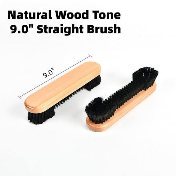 9 Inch Pool Table Brush with Wooden Handle – Billiard Table Straight Brush, PVC Bristles, Machine Pressed – Professional Cleaning Tool for Billiards Tables (Natural Wood / Walnut)