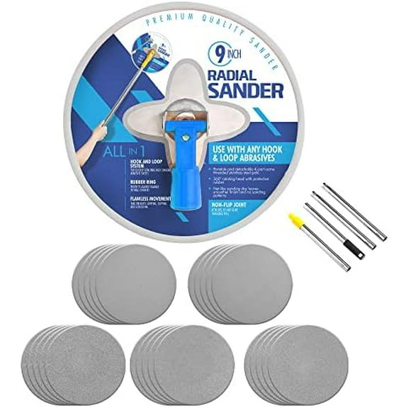 9 Inch Radial Sander for Drywall & Home Improvement Renovations, Ideal for All Home Projects - Includes 25pcs Wall Sanding Discs & Extension Pole, Use for Multiple Projects$$Tools