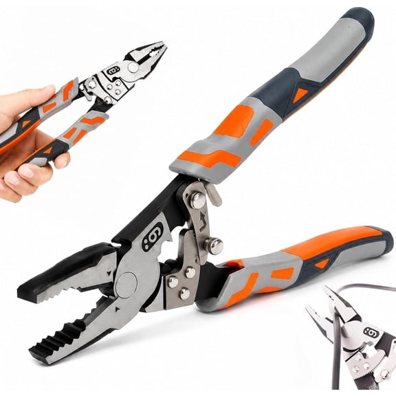9-Inch Ratchet Wire Cutter Pliers, Vanadium Steel Self-Locking Tool with High-Leverage Grip for Stripping, Bending, Clamping and Cable Maintenance | Ideal for Workshop Use and Home DIY Projects(RL)