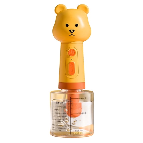 9 Inch Rechargeable Automatic Pet Foam Sprayer, Cordless Shampoo Dispenser Foamer Grooming Tool for Dogs & Cats, Portable Handheld Bath Foam Machine with Cute Bear Design, Orange