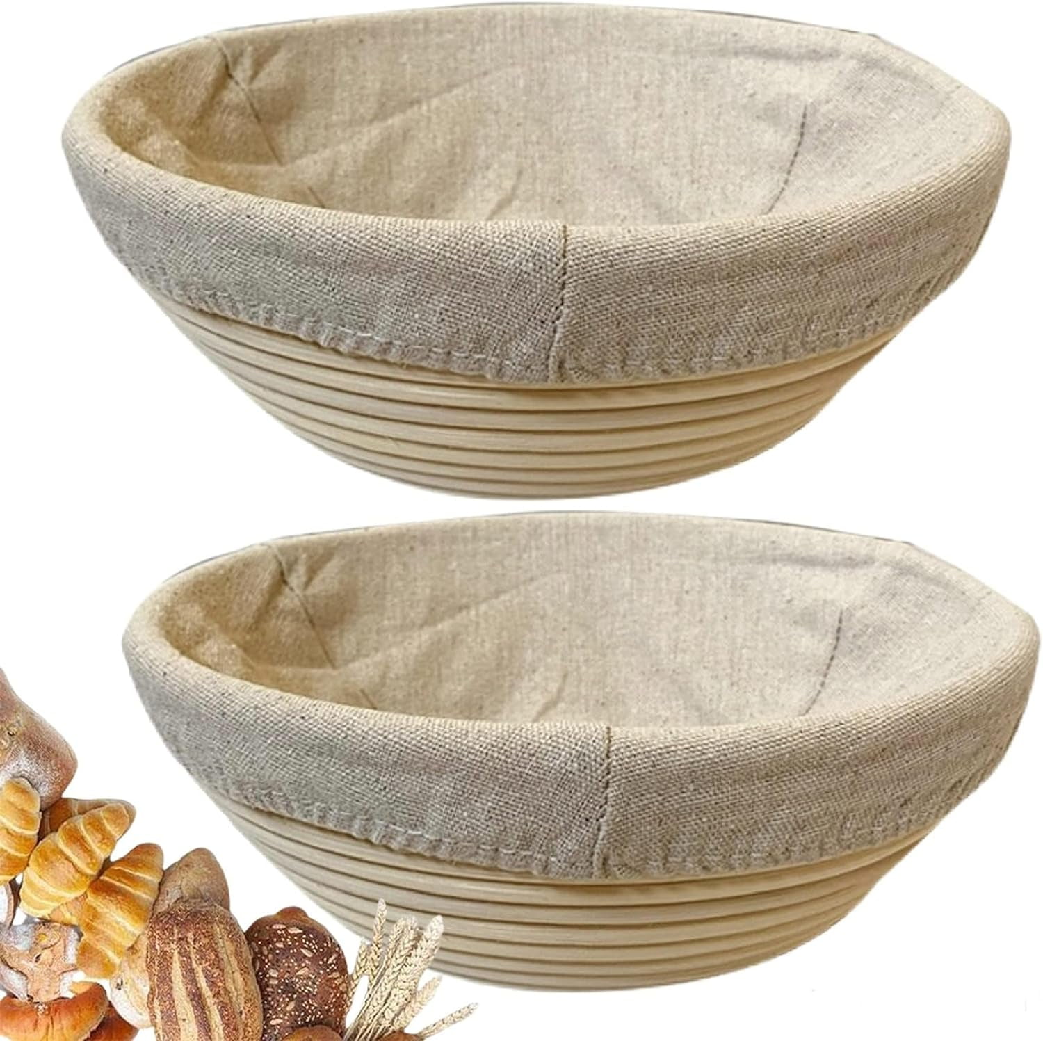 9 Inch Round Natural Rattan Bread Proofing Basket Set