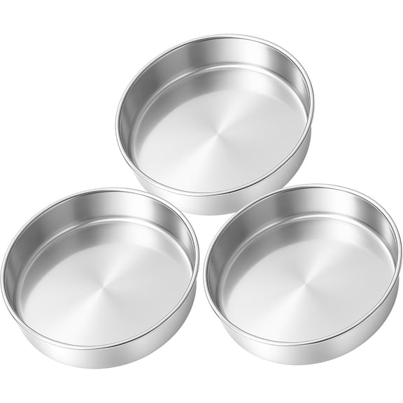 9 Inch Round Cake Pans Set of 3, Stainless Steel Layer Cake Pans 9Inch Round Tins Set for Baking, Metal Circle Tin for Birthday Wedding Party, Dishwasher Oven Safe