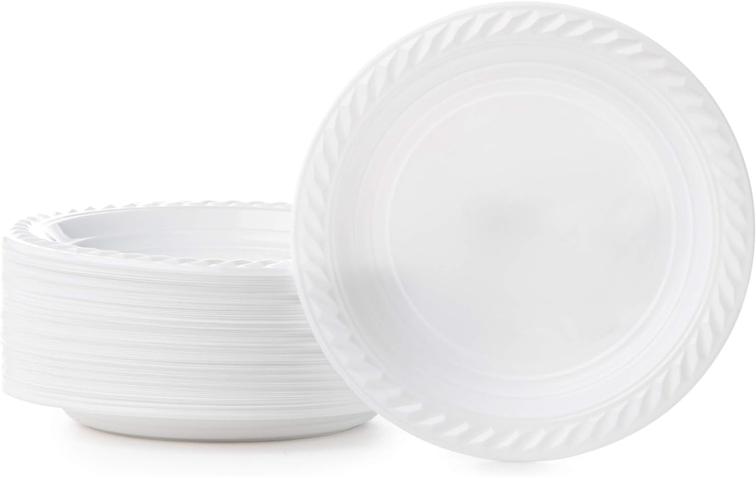 9 Inch Round Plastic Plates Disposable Dinner Plates, 100 Count
