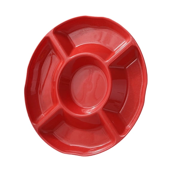 9-Inch Round Plastic Serving Trays,6 Sectional Snacks Serving Dish Food Platters for Nut Candy Veggie Fruit