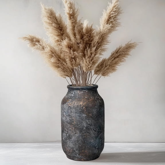 9 Inch Rustic Bronze Ceramic Vase Farmhouse Home Decor