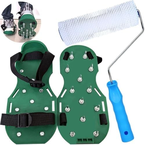 9 Inch Screed Spiked Roller Self Leveling Concrete Roller Epoxy Roller Spike Shoes for Epoxy Flooring Cement Floor Leveling Tools Screed Compound Roller$$Tools & Hardware Other