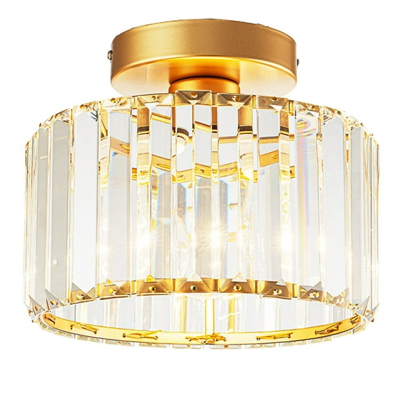 9 Inch Semi-Flush Mounted Chandelier with Crystal Shade