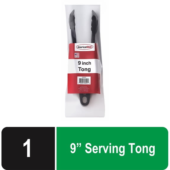 American Maid 9 inch Black Plastic Serving Tong - 1 Piece
